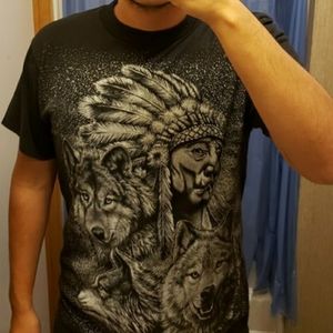 NATIVE AMERICAN WOLF T SHIRT